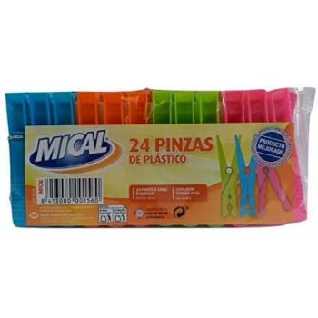 Mical - Pinzas de plástico - Muelle de 7 vueltas de acero inoxidable - 24 unidades