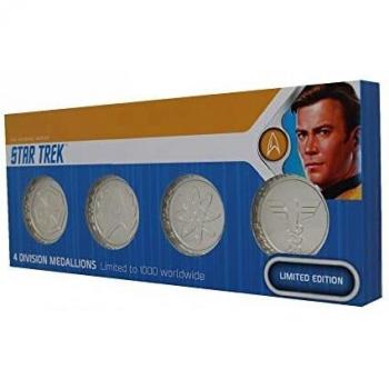 FaNaTtik Star Trek Set of 4 Starfleet Division Medallions Limited Edition (Silver Plated