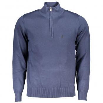 U.S. Polo Assn. Men's Elegant Blue Half-Zip Sweater, Turtleneck, Size L, Embroidered