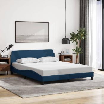 Estructura de Cama con Cabecero de Tela Azul 160x200 cm
