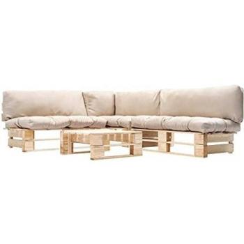 vidaXL Muebles de Jardín de Palés 4 Piezas de Madera Exterior Terraza Patio Balcones Decoración Mueble Mobiliario Bricolaje Hogar Cojines Arena