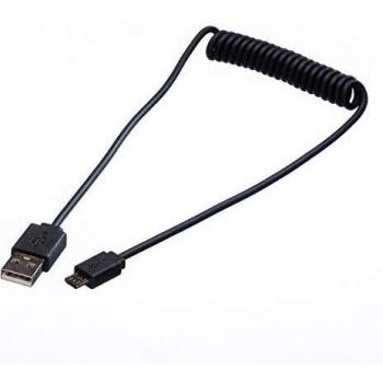 Cable Espiral USB 2.0 A a Micro B, Conector macho a macho, 1.0 m