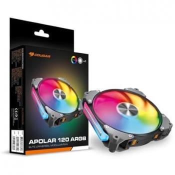 Ventilador Modular Cougar APOLAR 120 ARGB - 12 cm, Control PWM, Parada Q-Stop, Diseño de Cadena de Margaritas, Rodamientos Hidrodinámicos HDB