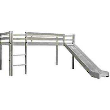 Cama alta para niños con tobogán y escalera de madera de pino 97x208 cm