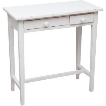 Mesa Consola Country de Madera Maciza de Tilo con Acabado Blanco Envejecido 73x36x75 cm