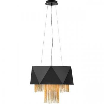 Lámpara colgante Zuma 36 cm, negro satinado y dorado, E27