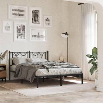 Cama con cabecero metal negro 135x190 cm sin colchón vidaXL