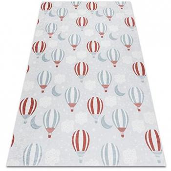 Alfombra lavable antideslizante para niños RUGSX 1349 Globos y Nubes - Gris 120x170 cm