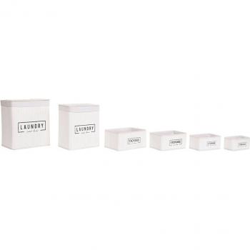 Juego de Cestos para Ropa Blancos de Bambú (5 Piezas)