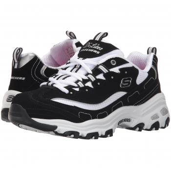 Skechers D'Lites Biggest Fan Black and White Women's Chunky Sneakers Size 37