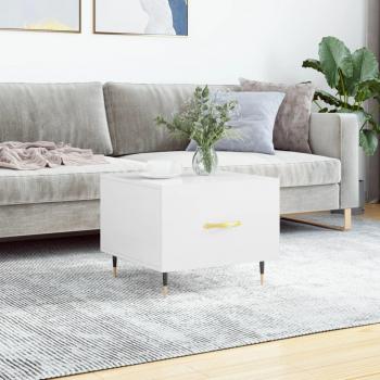 Mesa de centro vidaXL madera contrachapada 50x50x40 cm color blanco y negro, acabado brillante, ideal para salón o comedor, mesa auxiliar o de café