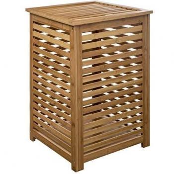 Cesto de Ropa Sicela 65L de Bambú Beige - Dimensiones: 40 x 40 x 58 cm - Tela Resistente