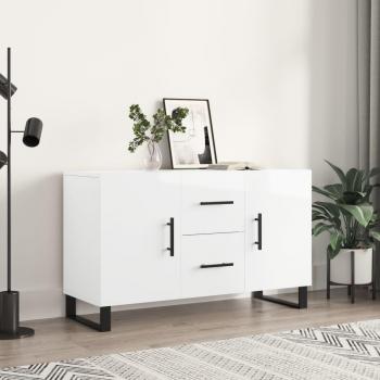 Aparador de madera de ingeniería blanco brillante 100x36x60 cm, Mueble de Almacenaje de Salón, Buffet para salón, Armario Auxiliar, Armario de Almacenamiento