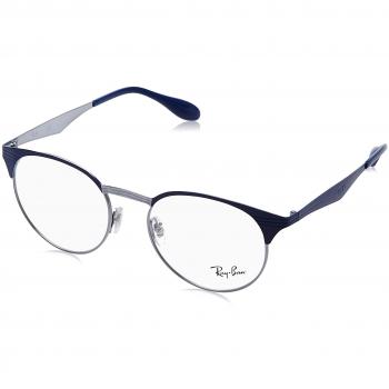 Ray-Ban 0RX6406 Monturas de Gafas, Gunmetal/Shiny Blue, 51 Unisex