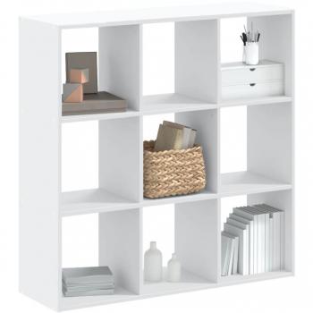 Estantería de madera de ingeniería 102x32x102 cm en Blanco, Negro y Roble Sonoma - Mueble de Almacenaje para Oficina, Estudio y Dormitorio, Estantería/Librería