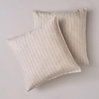 Fundas de cojines de lino Mill Beige - Pack de 2 cuadrantes Bassols