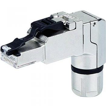 Conector RJ45 Macho Apantallado Cat6A Angulado T568B Telegärtner