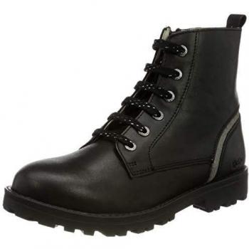 Botas de Niña KICKERS Grooke Cuero Negro y Plata