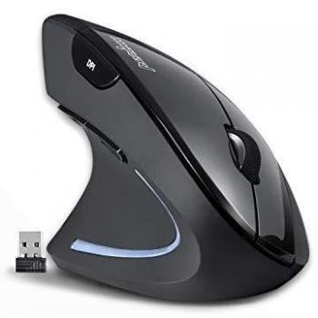 Mouse Vertical Ergonomica Inalámbrica para Izquierdos Perixx PERIMICE-713L, 5 Botones, 2000 DPI, Color Negro