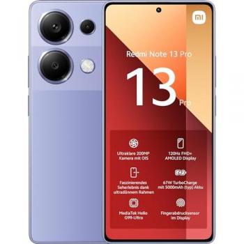 Smartphone Xiaomi Redmi Note 13 Pro 4G 8GB+256GB, Pantalla de 6.67 AMOLED FHD+ 120Hz, Cámara Triple de hasta 200MP, Hypercharge 67W, Color V