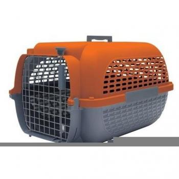 Transportín Dogit Pet Voyaguer Gris y Naranja - Características: diseño moderno, material resistente, ventilación optimizada, asa ergonómica, cierre seguro, apto para mascotas de hasta 10 kg