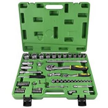 Estuche de herramientas JBM 52722 de 61 piezas con vasos spline de 1/2 y 1/4