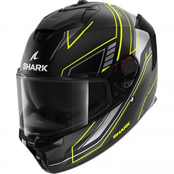Shark Casco Integral Spartan GT Pro Negro-Amarillo-Antracita con diseño aerodinámico, sistema de ventilación avanzado, visor anti-rayaduras, interior desmontable y lavable, homologación ECE 22.05 y