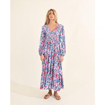 Vestido largo con estampado de flores y volantes de Molly Bracken