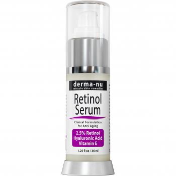 Retinol Serum 2.5% with Hyaluronic Acid Serum & Vitamin E By Derma-nu - Best Anti Aging Serum for Fine Lines & Wrinkles – Clinically Proven Skin Treatment for the Face - 100% Guaranteed - 1.25oz bottle …