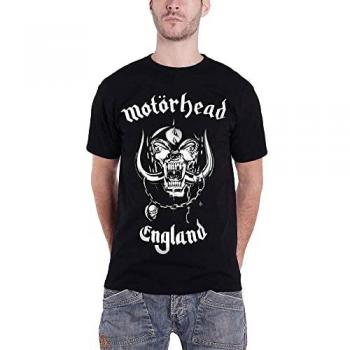 Motörhead Men's Black England T-Shirt - 100% Cotton, Size L