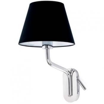 Lámpara de mesa Eterna Chrome con pantalla negra y luz de lectura izquierda 47cm