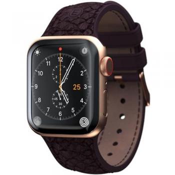 Njord byELEMENTS Salmon Leather Watch Strap - Apple Watch 44/45mm - Eldur Strap Smartwatch Brown Purple Vegan Leather