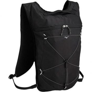 Mochila de running Mizuno Run 7 negro, capacidad de 7 litros, diseño ligero y ergonómico, sistema de ajuste cómodo, material resistente al agua, reflectantes para seguridad nocturna