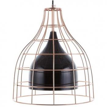 Lámpara de Techo Industrial Negra de Metal 121 cm con Pantalla Jaula Cobriza Tresa