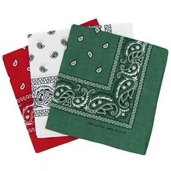 Bandanas paisley verde-blanco y rojo para hombre y mujer, bufanda por la cabeza unisex venden por 3