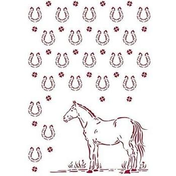 Stamperia International Horseshoes Pattern G Stencil-Romántico patrón de Herradura, Varios, A4