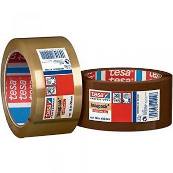 Tesa - Pack de 6 Rollos de Cinta de Embalaje Silenciosa en Polipropileno, 50mm x 66m, Color Marrón, Ref.4024