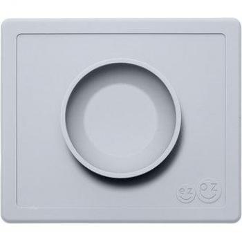 ezpz Happy Bowl 24 Meses +. Bol 100% De Silicona Con Mantel Individual Incorporado Para Niños Pequeños Y En Edad Preescolar. Gris Claro