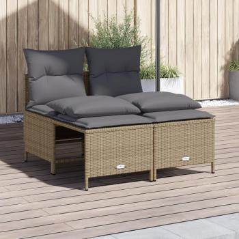 Juego de 4 sofás de jardín con cojines de Polyrattan Beige