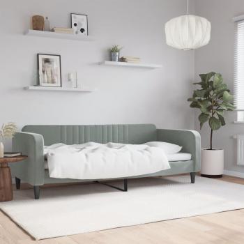 Sofá cama de día gris claro 80x200 cm en terciopelo