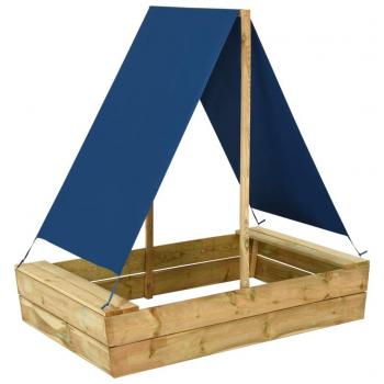 Caja de arena Gabbier con techo de madera de pino impregnada 80x60x97,5 cm