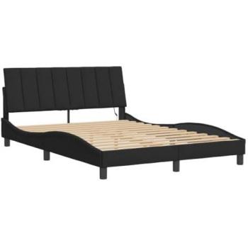 Estructura de cama con luces LED terciopelo negro 120x200 cm