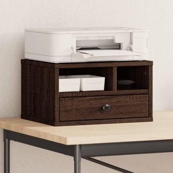 Soporte de impresora de madera ingeniería 40x32x22,5 cm en colores blanco, negro, gris hormigón y marrón roble