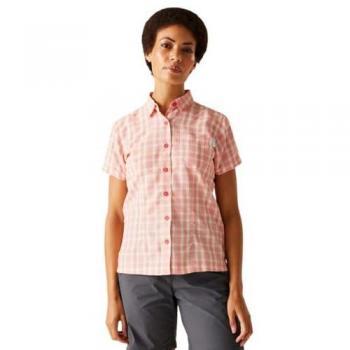 Regatta Women's Mindano VIII Short Sleeve Shirt in Peach Bloom Check, Size 12