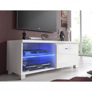 Skraut Home - Mueble TV LED Bi-Tono blanco mate y frontales lacados, 2 medidas opcionales (100cm / 150cm), soporte para televisor de salón o sala de estar