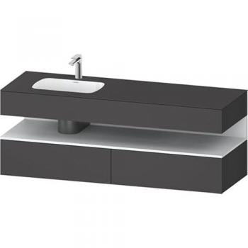 Lavabo Encastrado Duravit Qatego con Base de Consola, 1600x550x600mm, Nicho Blanco Mate, Lavabo Izquierdo, Color Grafito Mate