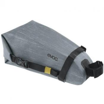 Evoc Bolsa Sillín WP 4L - Bolsa de sillín impermeable, capacidad de 4 litros, color gris acero, diseño compacto y ligero, fácil de instalar en la bicicleta, material resistente al agua y duradero