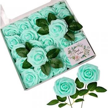 Amazon Brand - Umi 25 Unidades Rosas Artificiales de Espuma con Tallos, Ideales como Decoración en Casas, Bodas, Aniversarios y Ocasiones como el Día de la Madre o de los Enamorados