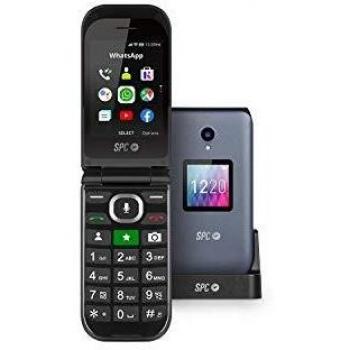 SPC Jasper – Teléfono móvil Libre 4G de Tapa para Mayores con Whatsapp, Teclas Grandes, botón SOS, Gran Volumen y Base de Carga, Color Gris