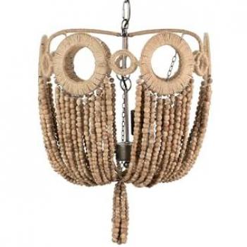 Lámpara de Techo Natural de Yute con Cadena de Bolas - 46x46x52cm